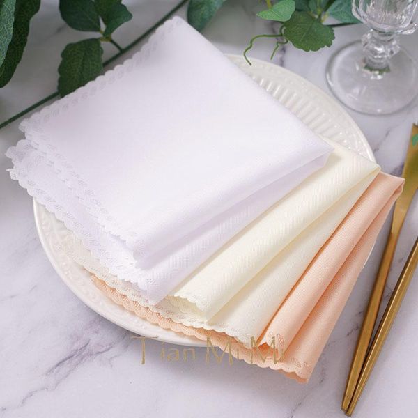 Tovagliolo da tavola 10 pezzi Tovaglioli di stoffa di lino poliestere Diner Fazzoletto Hanky per la festa di nozze Banchetto di compleanno Forniture per ristoranti 30 cm X