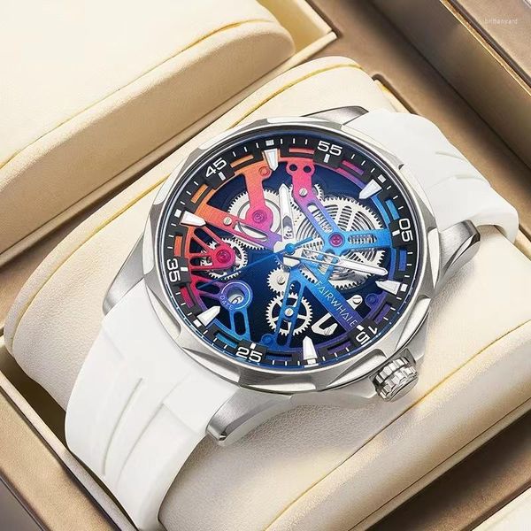 Relógios de pulso Moda Marca Mark Fairwhale Luxo Relógios Mens Sports Silicone Strap Impermeável Automático Relógio Mecânico Reloj 2023