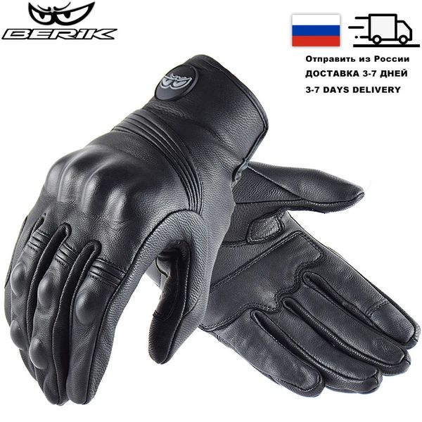 Beş Parmak Eldiven Klasik Retro İnek Deri Motosiklet Siyah Tam Parmak Motosiklet Lokomotif Dokunmatik Ekran Guantes Moto Glove 230927