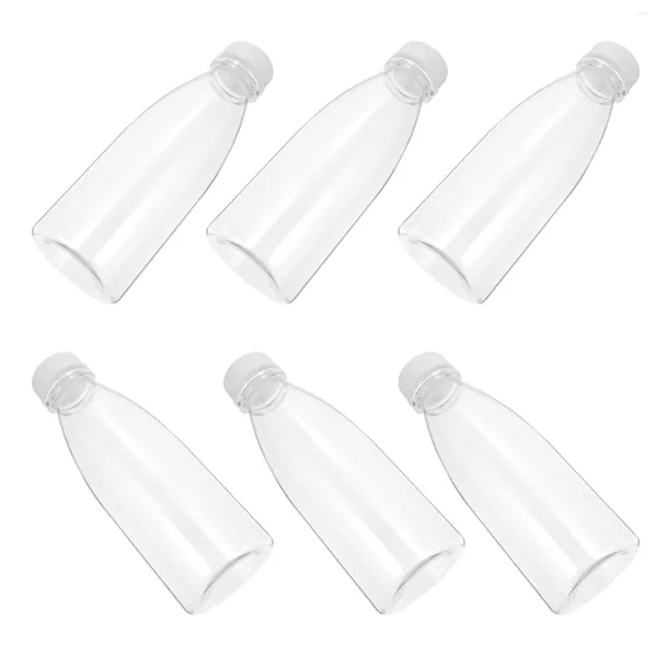 Garrafas de água 6pcs 500ml garrafa de bebida vazia pet recipientes de armazenamento claro suco de plástico com tampas (tampas de cor aleatória)