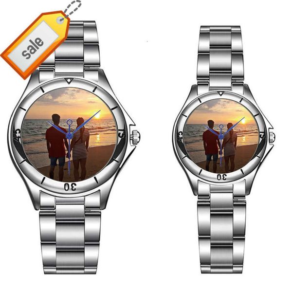 Orologio personalizzato con grafica personalizzata sul viso Stampa fotografica personalizzata Coppia orologi Amanti Uomo Donna Orologi a sublimazione