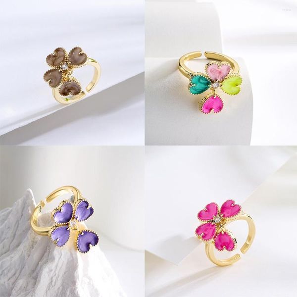 Cluster Anéis Mafisar Vintage Esmalte Esmalte Lindo Geométrico Amor Coração Grande Flor Anel Aberto para Mulheres Festa de Casamento Jóias Presentes