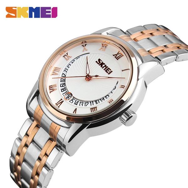 SKMEI Business Herren Uhren Top-marke Luxus Edelstahl Armband Wasserdichte Uhr Quarz Armbanduhren Relogio Masculino 9122336v