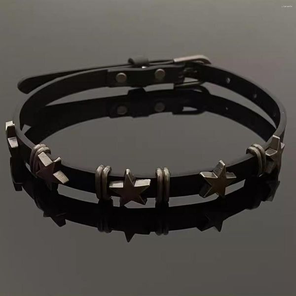 Link Armbänder 1 PC Hohe Qualität Vintage Punk Faux Leder Stern Armband Einstellbare Nieten Männliche Und Weibliche Paar Legierung