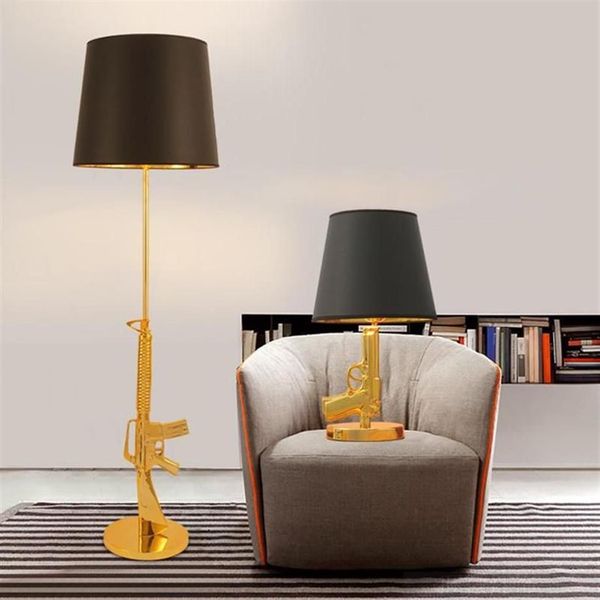 Lampada da tavolo moderna vintage Gun Lampada da scrivania design elettrolitico Decorazione in metallo argento oro per soggiorno Lettura Camera da letto Comodino322E