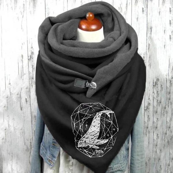 Chapéus cachecóis luvas conjuntos 2023 moda inverno cachecol para mulheres botão de impressão envoltório macio casual xales quentes foulard femme pescoço bandana