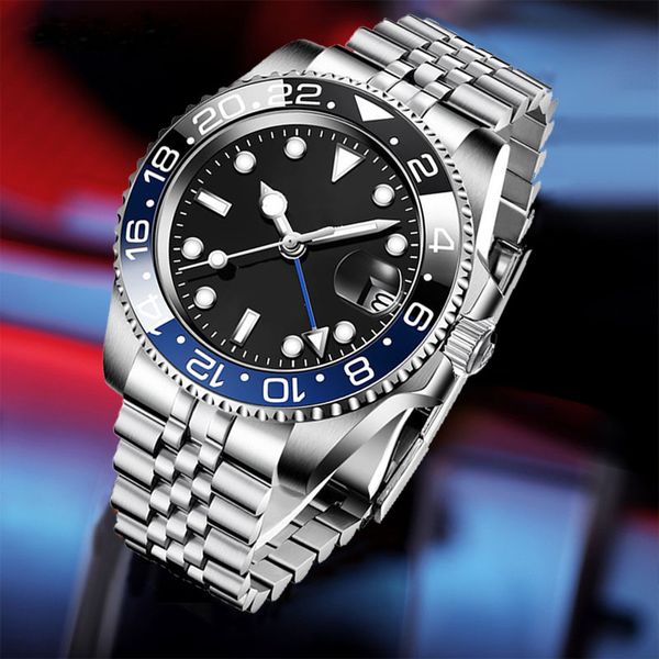 Relógios de alta qualidade Mens Watch Glide Lock Luxo Cerâmica Bezel SapphireMechanical Submarino Relógios 2813 Pulseira de aço inoxidável Espelho de safira 50m à prova d'água