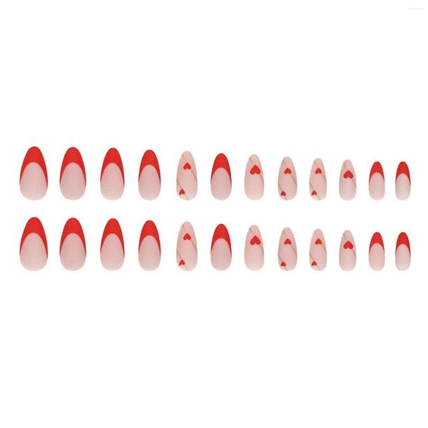 Unghie finte punte rosse francesi mandorla bordo finto liscio e innocuo per accessori decorativi per nail art fai da te