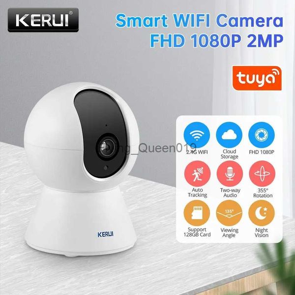 Lente CCTV KERUI 1080P Tuya Smart Mini WiFi Câmera IP interna Segurança sem fio Home CCTV Vigilância Câmera contra roubo 2MP com rastreamento automático YQ230928