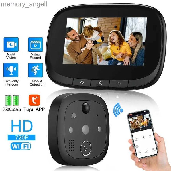 Doorbells Go Tuya Smart WiFi Türklingel mit 720P-Kamera, Video-Guckloch für Tür, 4,3-Zoll-LCD-Bildschirm, PIR-Bewegungserkennung, Auge, Video-Auge, YQ230928