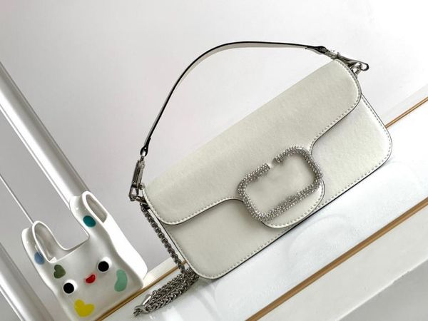 Дизайнерская сумка Женская кожаная маленькая сумка с клапаном со съемной цепочкой Роскошная сумка через плечо Украшенная кристаллами сумка-клипса для женской кожаной сумки высокого качества