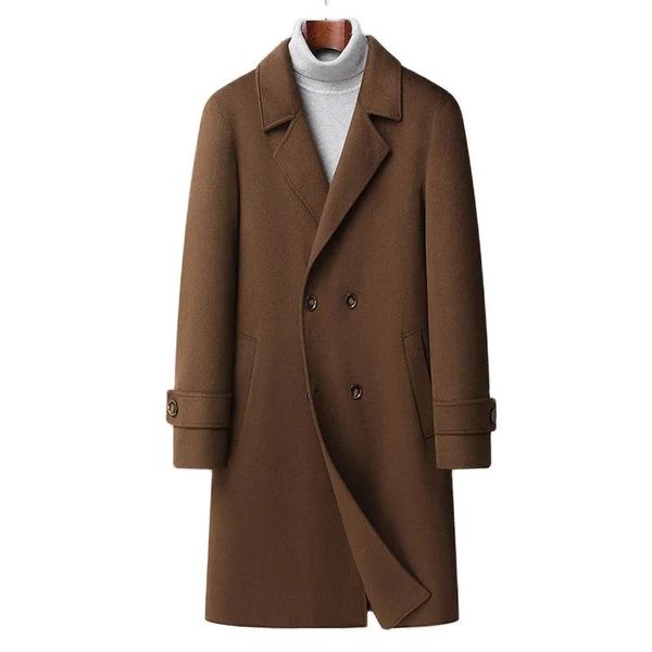 Misto lana da uomo Cappotto invernale da marinaio classico con risvolto classico Trench doppio petto 2023 Giacca a vento misto moda casual Homme 230928