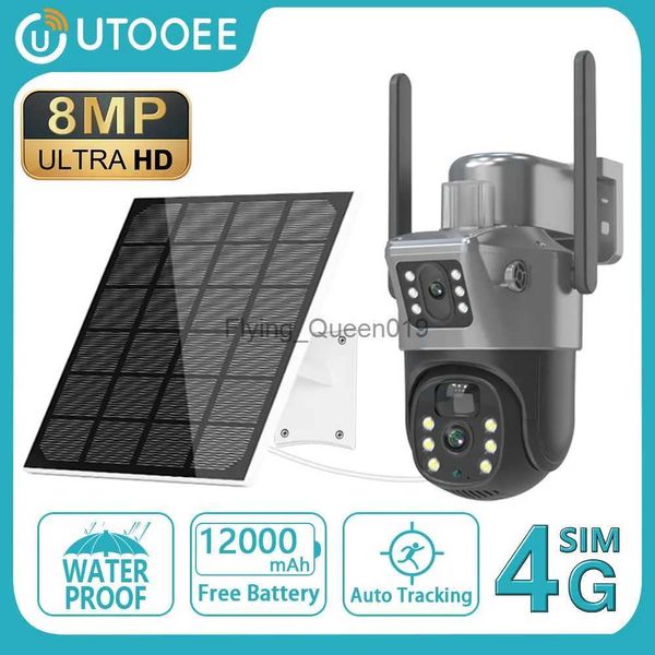 Obiettivo CCTV UTOOEE 4K 8MP 4G Doppia lente PTZ Telecamera solare Doppi schermi PIR Tracciamento umano WIFI esterno Sicurezza CCTV Sorveglianza Telecamera IP YQ230928