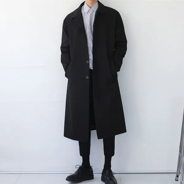 Männer Trenchcoats VIANKANI Lesbare Herbst Mantel Männer Casual Umlegekragen Koreanische Lange Feste M-2XL