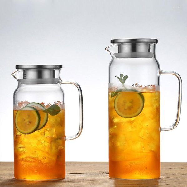 Wasserflaschen Borosilikatglas Herd Wasserkocher Große Kapazität Teekanne Hitzebeständig für Teesaft 1200 ml 1600 ml