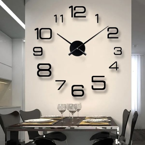 Duvar Saatleri Modern Tasarım Büyük Saat 3D Diy Kuvars Moda Saatleri Akrilik Ayna Çıkartmaları Oturma Odası Ev Dekoru Horloge 230921