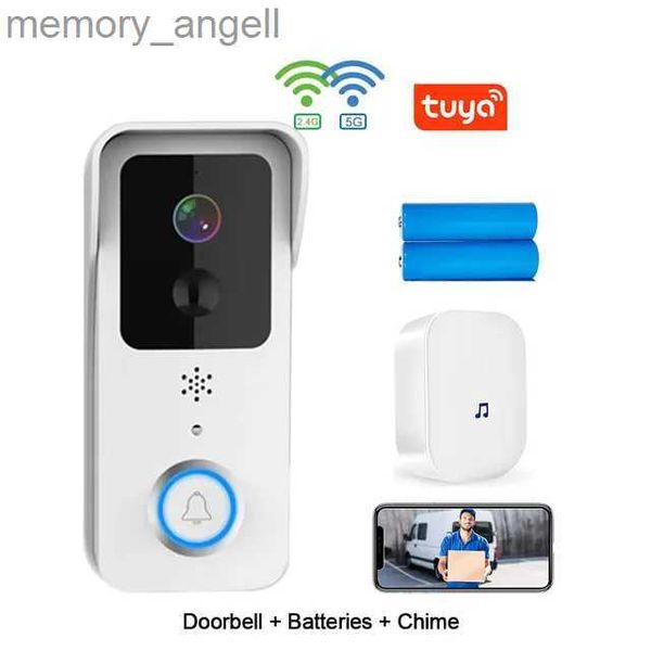 Дверные звонки Tuya Smart Video Doorbell 5G 2.4G WiFi Открытый дверной звонок Водонепроницаемый аккумуляторный домофон Smart Life Беспроводная камера дверного звонка YQ230928