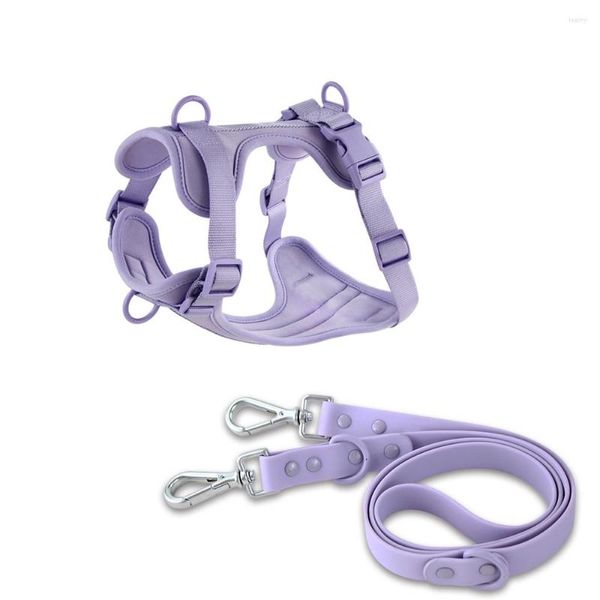Collari per cani Doppio guinzaglio PVC Imbracatura comoda e traspirante Cintura toracica regolabile Set Collari-f- Imbracature Guinzagli Tuta