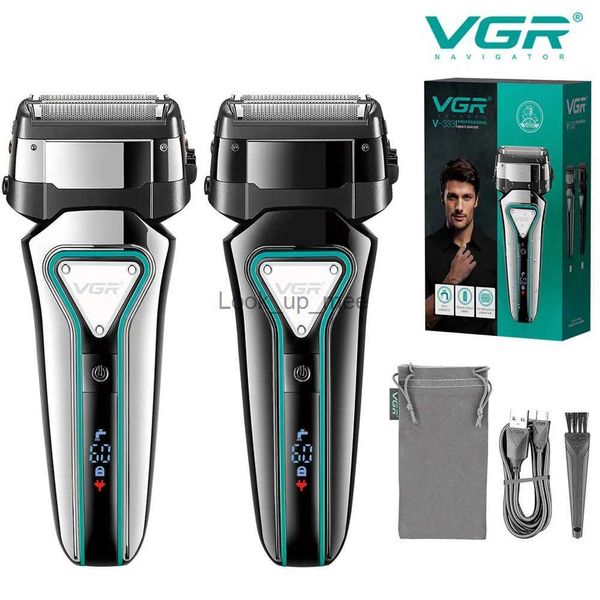 Electric Tıraş Alın Vgr Electric Tıraş Alınan Profesyonel Razor Su Geçirmez Sakal Düzenleyicisi Yüzen Tıraş Men için Şarj Edilebilir Elektrik V-333 YQ230928