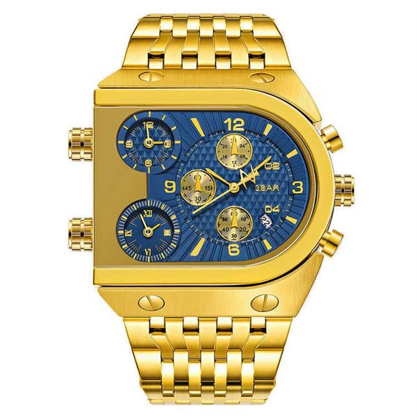 Стильные мужские наручные часы с большим циферблатом и тремя часовыми поясами, многофункциональные военные кварцевые часы для мужчин2602