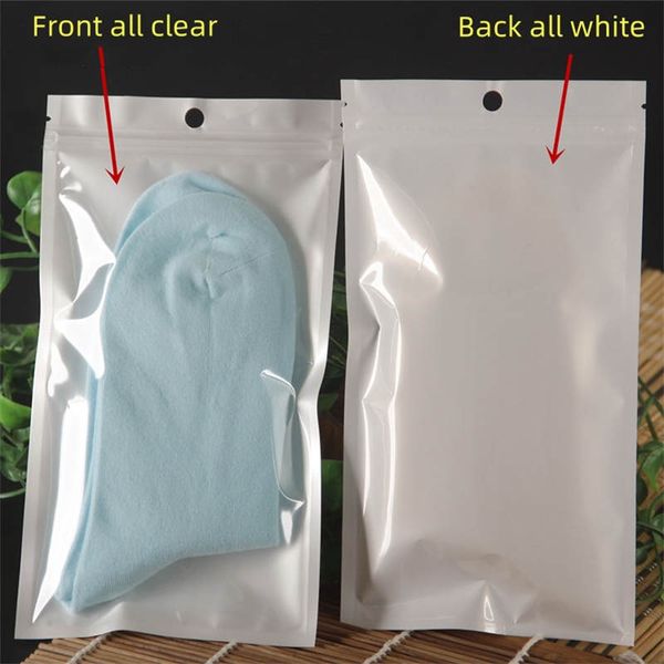 Os sacos de empacotamento plásticos do zíper de OPP limpam branco Resealable com furo para a caixa do telefone móvel do mantimento Acessórios do cabo de USB Chaveiro Vestuário Pacotes varejos do PVC malote