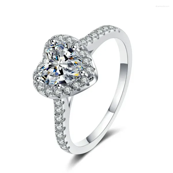 Anéis de cluster atacado 1ct d cor todo o anel de moissanite s925 sliver banhado 18k branco ouro casamento banda noivado para mulheres jóias finas