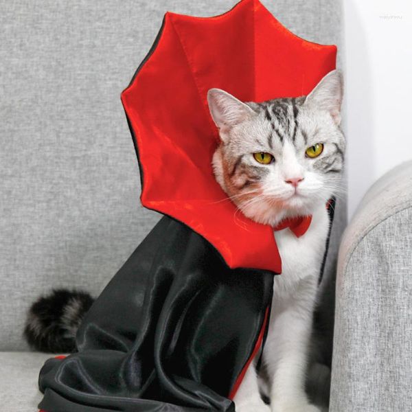 Trajes de gato bonito halloween animal de estimação capewith laços cosplay vampiro para filhote de cachorro gatinho vestido kawaii manto roupas accessoties presente