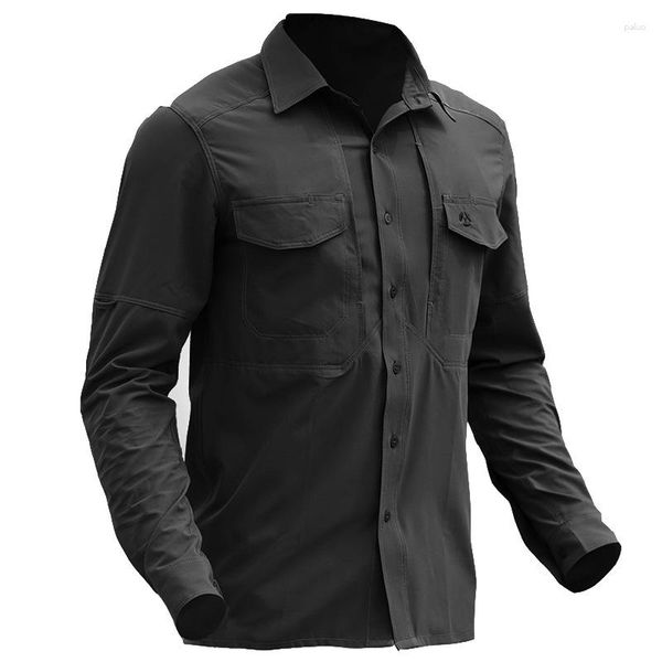 Camisas casuais masculinas ao ar livre camisa de secagem rápida montanhismo tático respirável fino ajuste urbano força especial negócios de secagem rápida