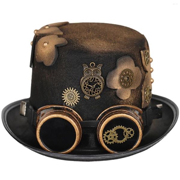 Articoli per feste Cappello Steampunk per uomo Occhiali vintage retrò Lolita Punk unisex Fedora Cappelli cosplay di Halloween