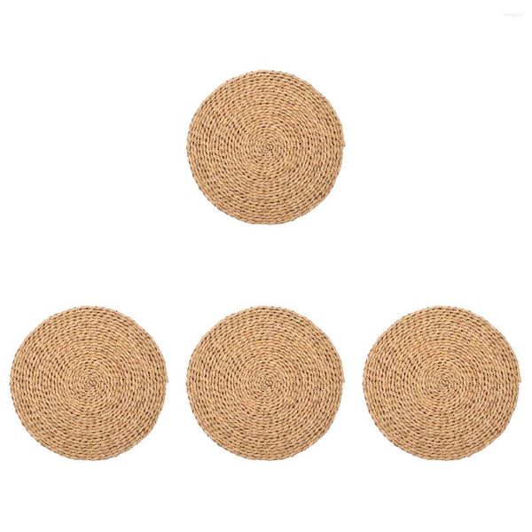 Travesseiro 4 Pcs Uso Doméstico Assento Decoração Ao Ar Livre Tecido Tatami Pad Arredondado Tapete Chão Cattail Grama Piso Interior Decoração Japonesa