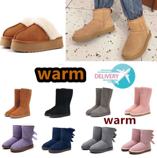 Designer uggs Stivali australia Pantofole Tasman Tazz Piattaforma Stivaletti invernali Classico stivale da neve Caviglia corta Mini pelliccia Castagna all'aperto rosa rosso comodo 882ess