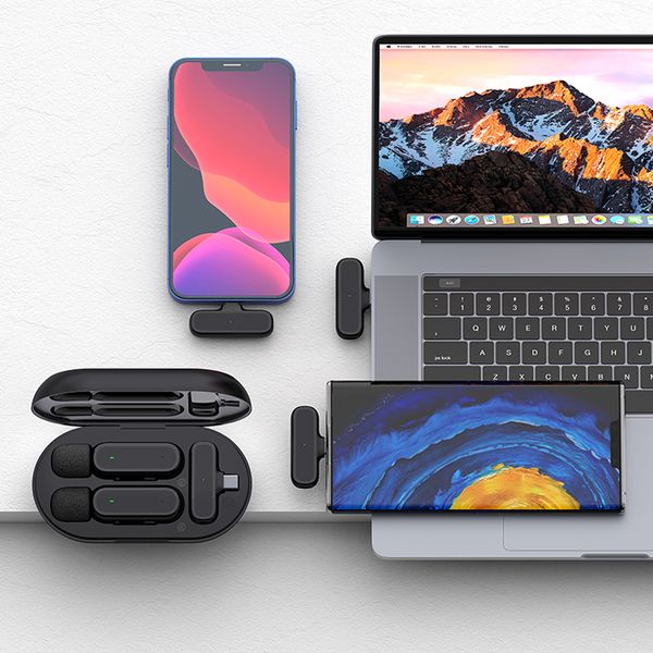 Беспроводные петличные микрофоны USB C K61 для iPhone 15, телефона Android, портативного компьютера, небольшой беспроводной микрофон для записи видео, видеоблогов, TikTok YouTube с