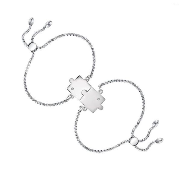 Charm-Armbänder, verstellbares Puzzle-Liebhaber-Armband, Edelstahl, Zirkon, romantischer Valentinstag, Schmuck, kreatives Geschenk