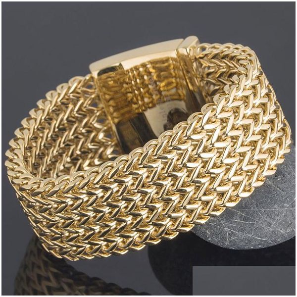 Braccialetti con ciondoli 30 mm 213 cm lungo lusso non tramonterà mai bracciale uomo placcato oro per uomo acciaio inossidabile uomo a portata di mano gioielli bracciale goccia D Dhfc1