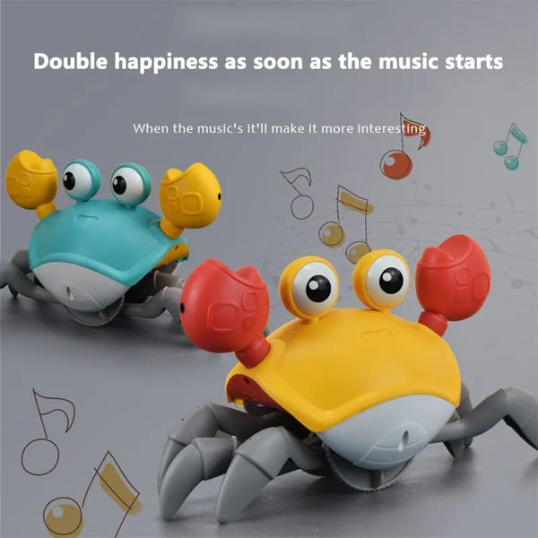 Jouets d'intelligence Jouet de crabe rechargeable musical mignon - Jouet rampant pour bébés avec capteur de mouvement et son Grand cadeau de bébé 230928