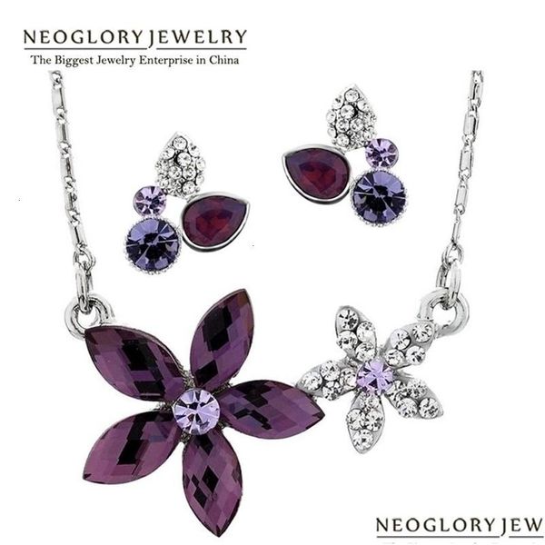Set di gioielli Collana di fiori di cristallo viola Orecchini Moda Fascino indiano Marchio Regali di compleanno all'ingrosso 221109 Consegna di goccia Dhdf4
