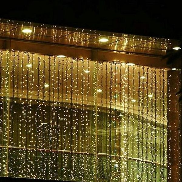 RGB 300 светодиодов 3M 3M Led Waterfall Outdoor String Light Christmas Wedding Party Holiday Garden LED Curtain Lights Decoration AC110V-253W