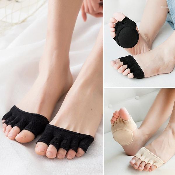 Frauen Socken Vordere Fuß Pads frauen Sommer Dünne Anti Tragen Hohe Ferse Nicht Slip Halb Palm Fünf Finger Socke unsichtbare Split Toe