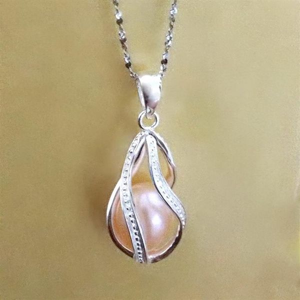925 argento ed forma a goccia perla perlina medaglione gabbia argento sterling ciondolo elica montaggio per braccialetto fai da te collana orecchino259d