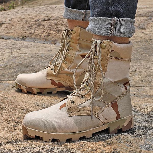 Stivali Uomo Militare Caviglia Tela Outdoor Tattico Combattimento Uomo Esercito Caccia Lavoro Per Scarpe Lindestructible