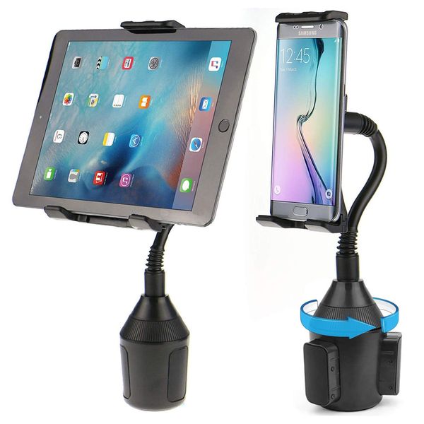 Supporto per tablet porta telefono per tazza per auto con collo di cigno rotazione a 360 gradi per iPad iPhone15 Pro Max 13 14 Pro Max Samsung Galaxy S23 S22 Plus