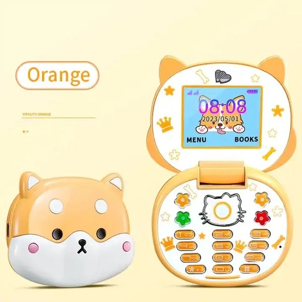 Novo bonito mini telefone móvel dos desenhos animados flip dos desenhos animados crianças duplo sim 2g gsm teclado botton mp3 player desbloqueado celular