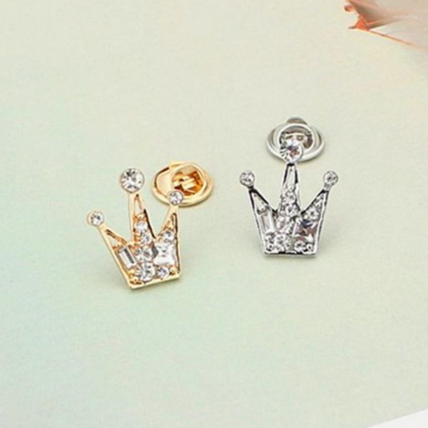 Broschen Mode Luxus Strass Mini Kleine Kaiserkrone Koreanische Retro Anzug Kragen Hemd Kristall Brosche Pins