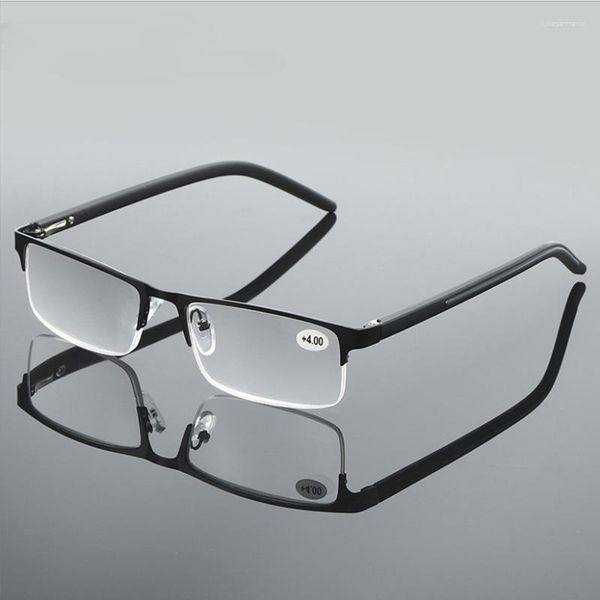 Occhiali da sole 2023 Mezza montatura Occhiali da lettura Uomo Business Occhiali da vista in metallo semi-senza montatura Occhiali da presbiopia 1.0 1.5 2.0 2.5 3.0