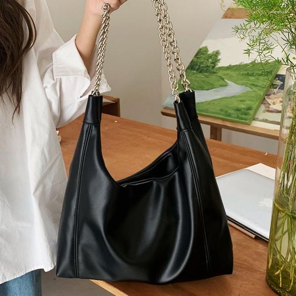 Sacos de noite preto/branco couro do plutônio bolsa ombro estilo coreano bolsas femininas grande capacidade corrente tote moda feminina cor sólida macio