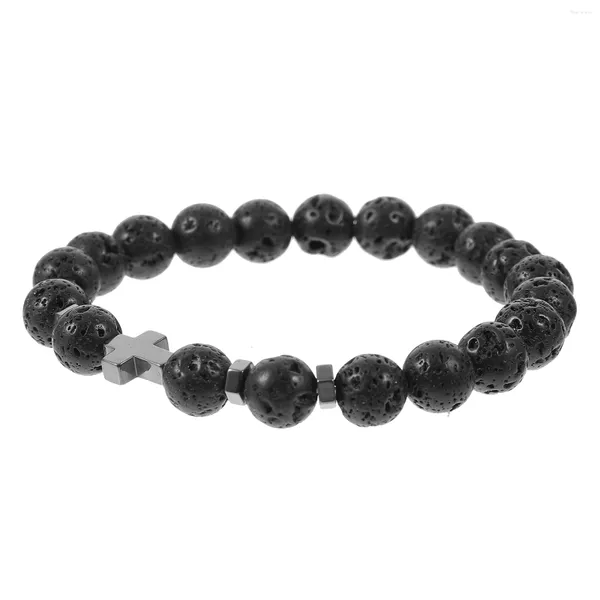 Charme Pulseiras Bead Pulseira Católica Homens Pedra Mens Cruz Mulheres Homem Frisado Jóias