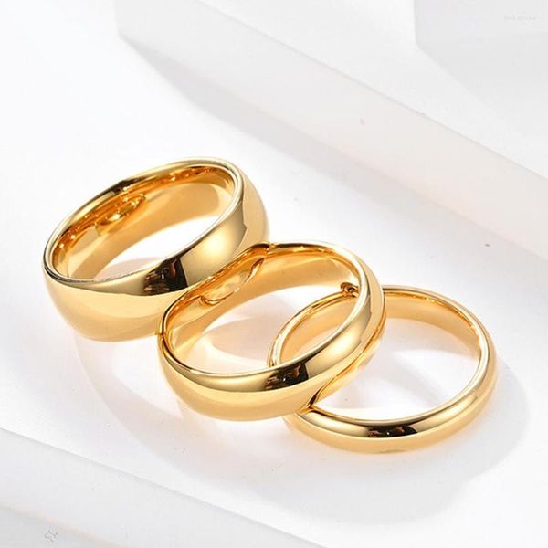 Anelli di nozze all'ingrosso 5 pz / lotto 8mm 6mm 4mm carburo di tungsteno color oro per uomo donna fascia