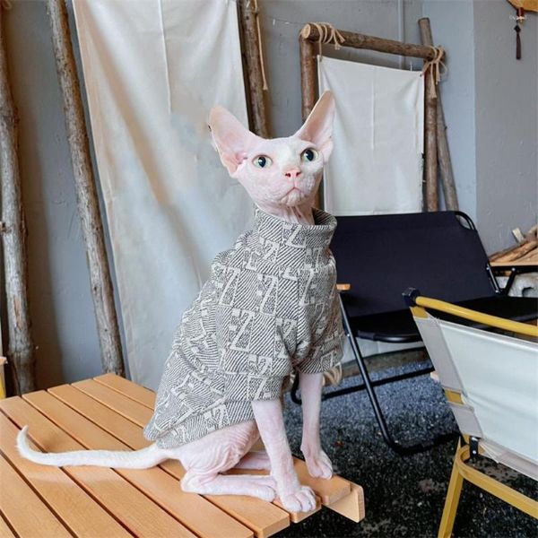 Trajes de gato roupas engrossar quente macio moletom para famale gatos cães devon rex elegante casaco de algodão no outono sphynix macacão primavera