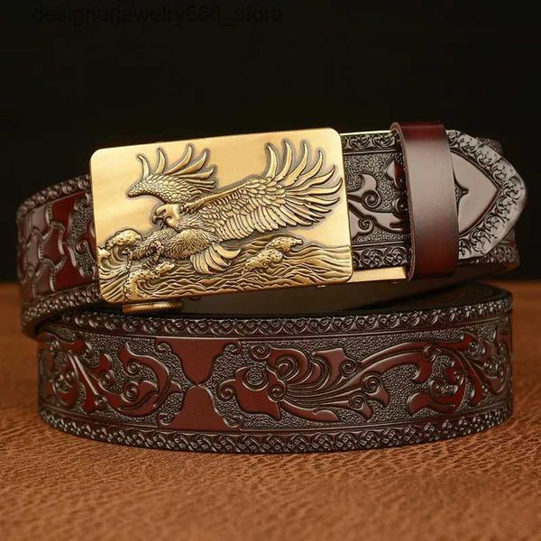 Altri accessori moda Cintura con fibbia automatica modello Dapeng Wings per uomo Cintura in vera pelle di alta qualità Cintura stile erba Tang Cintura maschile Q231003