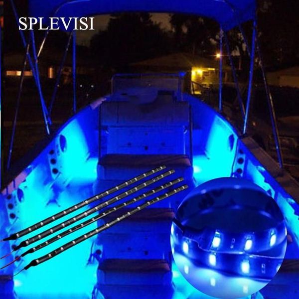 4x LED-Beleuchtung für Bootsnavigation, 12 wasserdichte Marine-LED-Streifen, Bootsdeck, Bugponton, Hellblau, Weiß, Rot, Grün241f